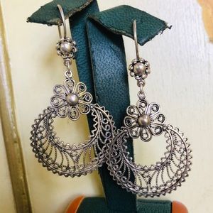 Sterling Boho Filigree Dangle Earrings Turkish